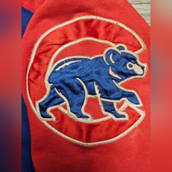 Vintage 90s Chicago Cubs Starter Hoodie Pullover Size L Sweatshirt MLB Blue Red - Picture 3 of 16
